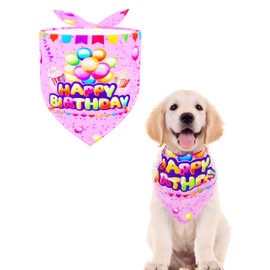 BIPY Small Dog Birthday Banadana Happy Birthday Bibs Cat Puppies Grooming Supplies for Girls Boys Medium Pet Birthday Party Neckerchief (Pink)
