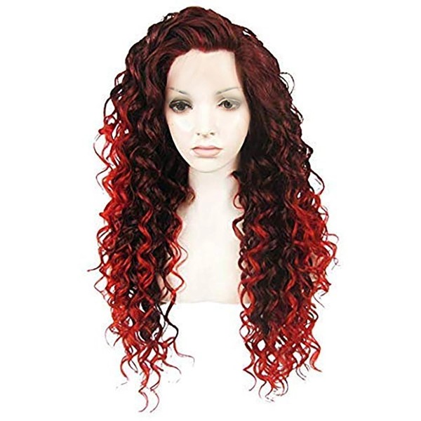 Ebingoo +Wig Cap Omber Red Black Lace Front Wig Ombe