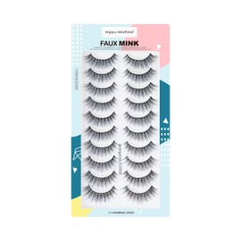 5D False Lashes Wispy Natural, Cat-Eye Short False Eyelashes, Supernatural Cross Fluffy Soft Reusable Faux Mink Lashes,10 Pairs|Happy Heartbeat (H3)