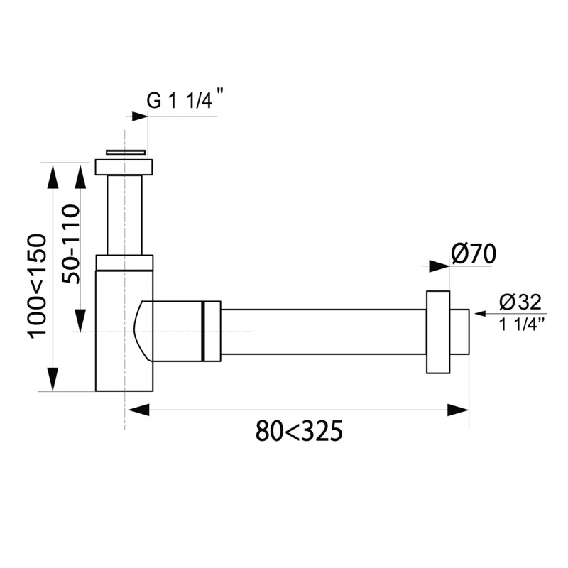 Wirquin 30718695 Mini Sink Siphon Brass Chrome 31608004
