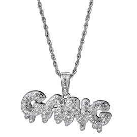 Heavstjer Hip Hop Iced Out Jewelry Alloy Letter Pendant Necklace(White)