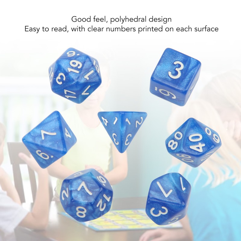 35Pcs Plastic Dice Kit Pearl Pattern White Numbers Polyhedral Dices