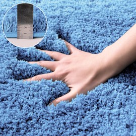 MIULEE U Shape Bath Mat Super Absorbent WC Toilet Rug Non Slip Mat Super Soft Floor Mat Washable Rugs Cozy and Shaggy Rug Carpet for Bathroom Blue 1 Piece 50 x 50 cm 20x20 Inch
