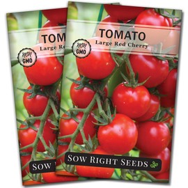 Sow Right Seeds - Large Red Cherry Tomato Seeds for Planting - Non-GMO Heirloom Packet with Instructions to Plant a Home Vegetable Garden - Tasty Snacking Variety, Start Indoors - Indeterminate (2)