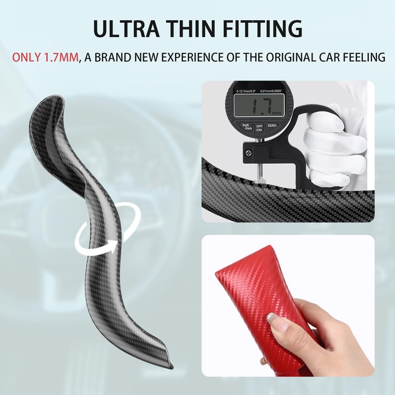 Steering Wheel Covers, Carbon Fiber Anti-Skid Clip on Car Steering