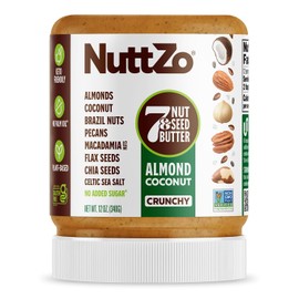 NuttZo Keto Almond Coconut - 7 Nut and Seed Butter, Coconut, Brazil Nuts, Almonds, Pecans and More, Keto Friendly, No Added Sugar or Oil, Non-GMO, Gluten Free, 2g Net Carbs, Crunchy Texture, 12 oz Jar