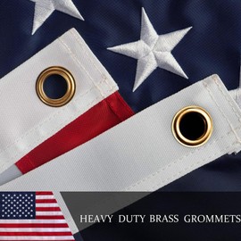 American Flag 3x5ft Long Lasting for Outside, Heavy Duty Nylon, Embroidered Stars, Brass Grommets, Made in USA, Perfect for Outdoor US Flag Show Your Patriotism