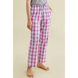 Latuza Women's Plaid Pajamas Pants Cotton Sleep Bottoms with Pockets XL Pink