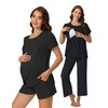 Ekouaer 3 PCS Maternity Nursing Pajamas Set Postpartum Breastfeeding Short