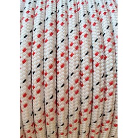 MarineNow Double Braid Polyester Low Stretch Sailing Rope Choose Size/Length/Color (8 mm (5/16"), 100 ft, Red & Black Fleck)