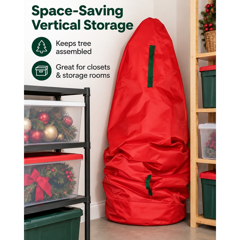 Red Upright Christmas Tree Storage Bag for Artificial Trees –