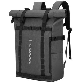 Haimont Rolltop Backpack for Men, Casual Laptop Daypack Bags with 9 Pockets for Travel, Work, Hiking, Commuter, 20L - 30L, Grey