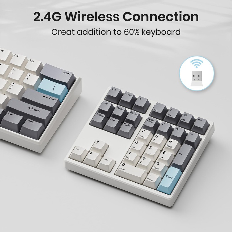 Kisnt Wireless Number Pad, Hot Swappable Mechanical Numpad,34 Keys 2.4GHz