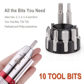 T Handle Bike Torque Wrench - Adjustable 3-10 Nm Allen Wrenches, 1/4 Inch Hex Driver Torque Wrench for Home & Bikes Repair