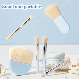 Travel Makeup Brush Set - 6 Pcs Portable Mini Brushes for Beginners, Soft and Fluffy Bristles, Includes Blending, Powder, Blush, Highlighter, Concealer, and Eyeshadow Brushes