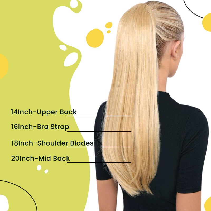RUNATURE Ash Brown Human Hair Ponytail Extension 14 Inch Straight