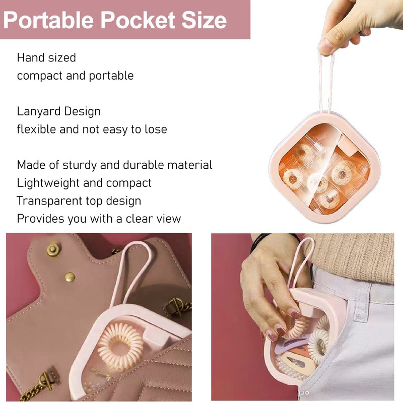 2pcs Hair Tie Organizer Box Multifunctional Transparent Top Hair Accessory
