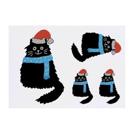 Azeeda 4 x 'Frohe Weihnachten, schwarze Katze' Temporäre Tattoos - Wasserfest, Hautfreundlich & Ungiftig · Transfers in Verschiedenen Größen (TO00077514)