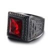 HIJONES Men'S Stainless Steel With Big Red Stone Black Ring