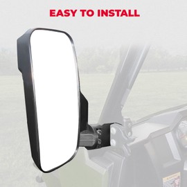 KEMIMOTO 10" Large UTV Side Mirrors Compatible with Polaris RZR Ranger General UFORCE 1000 Zforce UTV Mirror fits 1.75" to 2" bar, Pro-fit Roll Bar Cage (NOT For Windshield/NOT For Door)