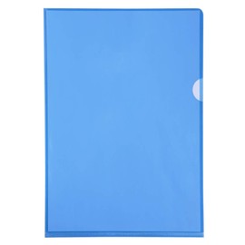 Exacompta 660525E Pack of 10 PVC Plastic File Sleeves for DIN A4 Transparent Crystal Clear Blue Top and Side Open Plastic Cover Transparent Cover for Office and Mobile Organisation