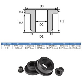 Alamic 10 Pcs Silicone Rubber Grommets for Wiring, Automotive, 1" Drill Hole, 5/8" ID, Wire Grommet Hole Plug, Small Top Hat Grommets for Vinyl PVC Tubing in Hydroponic and Drip Systems (Black)