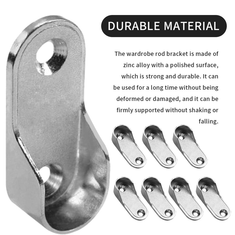 8 PCs Wardrobe Rod Bracket,Oval Closet Rod End Supports 2