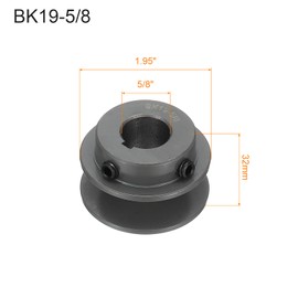 uxcell BK19-5/8 V-Belt Sheave 5/8"Bore 1.95"OD Single Groove Web Sheave Bored-to-Size Sheave, Cast Iron, Belt Section for 3L or B Belt
