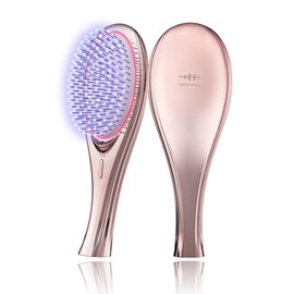 Wavewave ems Hair Brush, Ion Care, Red LED, Smooth Hair, Cushion Brush, Comb, Birthday, Women, Wife, Girlfriend, Present (Pink Gold)