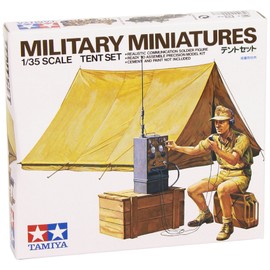 Tamiya 300035074 – 1:35 WWII Diorama Set Tent with Radio (1),Multicolor,Small
