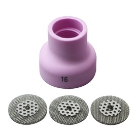 RIVERWELD TIG Screen 53NAbSP3 16# and Champagne Alumina Nozzle Ceramic Cup R type 53NACN 16# 5/8" 16.0mm for SR WP 9 20 17 18 26 TIG Welding Torches Pack of 4