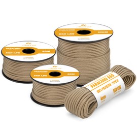 Abma Cord 550 Paracord 4mm 15m Rope 7 Strands Type III Parachute Cord for Crafting, Camping, Survival, Outdoor - Max. 250kg - Tan