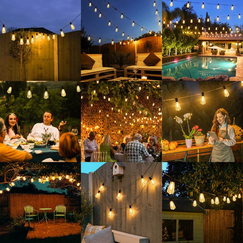 Brightever 30FT LED Outdoor String Light with 16 ST38 Vintage