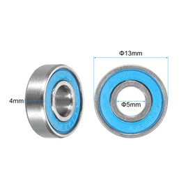 sourcing map 5pcs 695-2RS Miniature Deep Groove Ball Bearings 5x13x4mm Double Sealed Bearings for Electric Motor, Home Appliances, Garden Machinery, P6 (ABEC 3)
