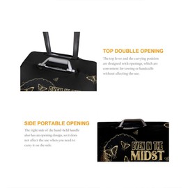 Hepmant Travel Suitcase Protector African American Woman Elastic Protective Washable Luggage Cover With Concealed Zipper Suitable 【M (for 22-24 inch luggage)】