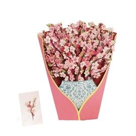 RESFNSE Paper -Up Cards, Cherry Blossoms, Life Sized Forever Flower Bouquet 3D Popup Greeting Cards, Birthday Gift Cards Easy Install Easy to Use