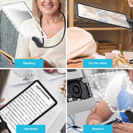 5X Hands Free Magnifying Glass with 50 Ultra-Bright Led Lights, Neck Wear Full Book Page Magnifier for Reading, Large Glass Magnifier for Sewing, Reading, Seniors, Cross-Stitching, Computer, Crafts