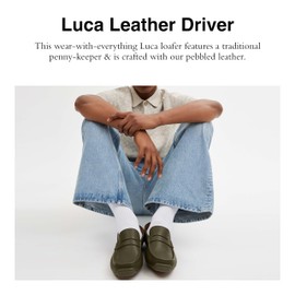 Coach Men's Luca Leather Driver Loafer, Army Green, 9