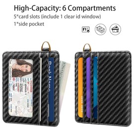 Simikol Slim Minimalist Front Pocket RFID Blocking Credit Card Holder Small Wallet Cute Card Cases for Women, Carbon Fiber, Minimalist