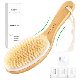 Dry Brushing Body Brush, Exfoliating Dry Brush with Boar Bristles, Soft Shower Brush for Cleaning Body, Improving Blood Circulation and Lymphatic Drainage,Skin Care Brush(Bamboo Handle)