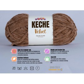 Keche Velvet Yarn for Crocheting, Soft Chenille Bulky Baby Blanket Amigurumi Yarn 2x100 gr (2x132 yds) (2 Skeins) (Latte)