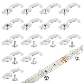 RNXSIB LED Strip Fixing Pack of 100 LED Strip Brackets, Light Mounting Bracket Clips, LED Strip Fixing Plastic Mounting Clips with 100 Pieces Screws for LED Stripes 8 mm, 9 mm, 10 mm
