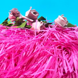 Amsthow Filler Paper Shred Gift Wrap Basket Grass 1/2 LB Rose Red Cut Basket Packing Filling Raffia Paper for Gift Basket Box Birthday Party Decoration Wedding (Rose Red)