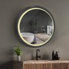 Round LED Mirror for Bathroom, Black Metal Frame, 28”