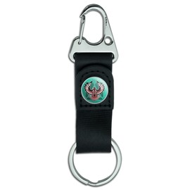 GRAPHICS & MORE Black Hawk Native American Design Style Keychain with Leather Fabric Belt Clip-On Carabiner