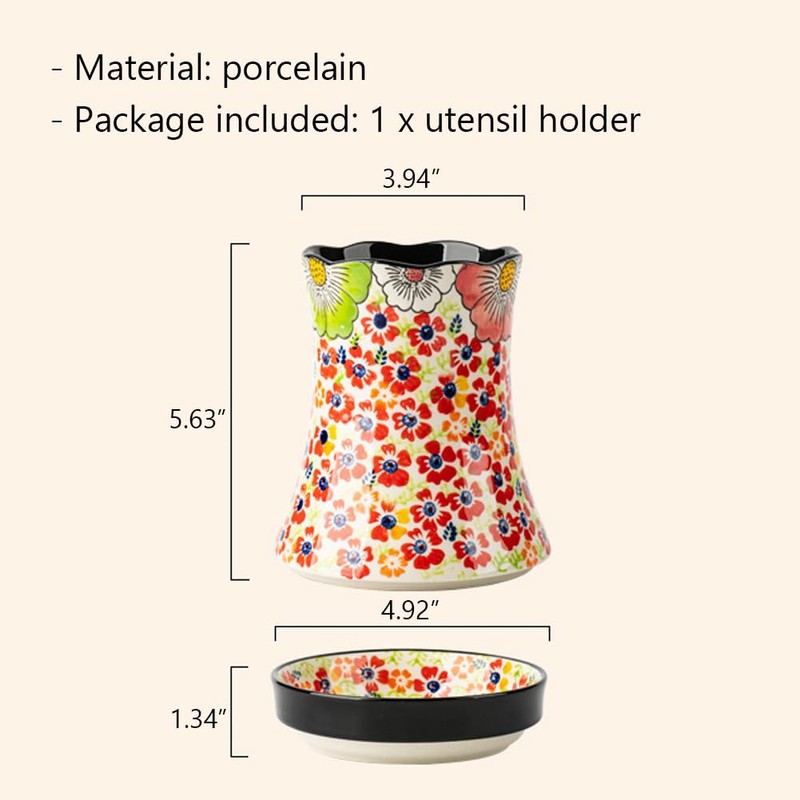 WAYUTO Ceramic Kitchen Utensil Holder Multi-Functional Large Capacity Utensil Storage