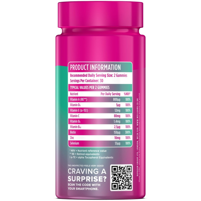 Wellgard Vegan Skin Hair and Nail Vitamins Gummies - Beauty