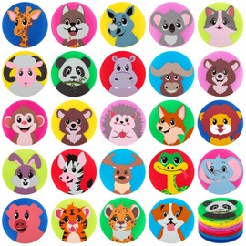 24 Pack Zoo Animal Carpet Spots Markers Floor Dots for Classroom, IKAYAS Carpet Circles Carpet Spots for Classroom Decoration Elementary Teacher Supplies, Carpet Dots for Kids Back to School Supplies