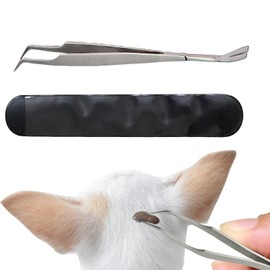 2 in 1 Tick Remover Tool for Dog cat | Tick Remover Tweezers Stainless Steel | Pets Flea and Tick Removal with Storage Box