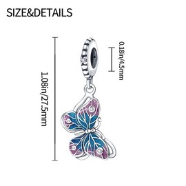 DonBuLa Colorful butterfly charms for Women's Bracelets Necklaces in 925 Sterling Silver,Mother's Day Christmas Jewelry Gifts for Women Ladys Friends